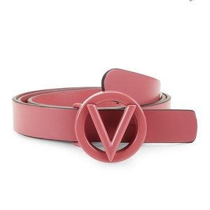 Valentino V-Logo Pink Sorbet Slim Leather Belt/Medium NWT